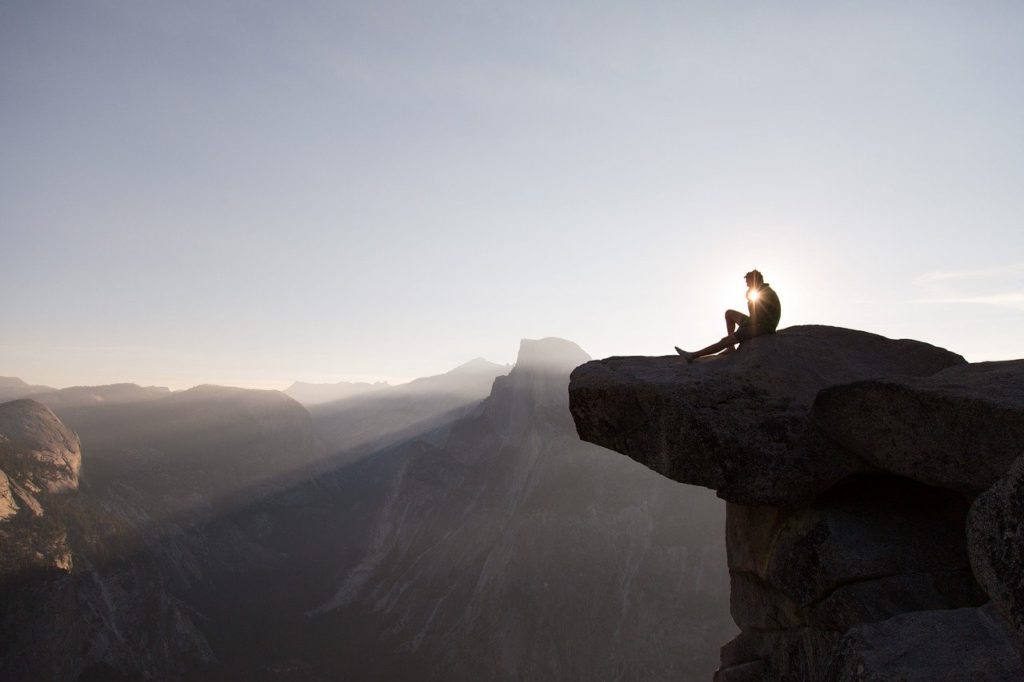 yosemite national park, cliff, person